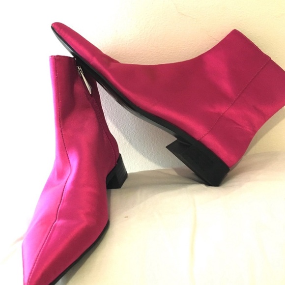ZARA ankle hot pink satin boots size 37 - Picture 5 of 8